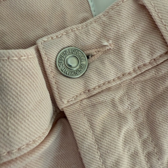 7 For All Mankind High Waist Shorts Womens Pink Cut Off 5 Pocket Raw Hem - Picture 5 of 7